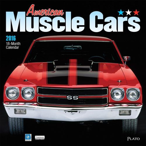 16-Month 2016 AMERICAN MUSCLE CARS Wall Calendar NEW Dodge Chevy Ford Mustang