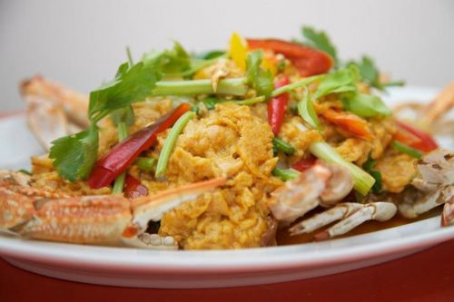 Thai Food Recipe Restaurant Poo Pad Pong Ka-Ree Kitchen Manu Homemade Delicious
