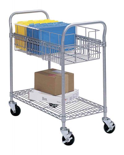 24 in. wire mail cart in gray finish [id 37023] for sale