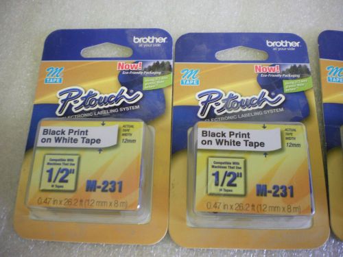 NEW Genuine Brother P-touch M-231 Label Maker Tape 1/2&#034; M231---lot of 3 PACKAGES