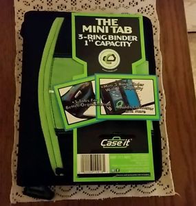 New Case It The Mini Tab 3 Ring Zip Binder 1 inch Capacity! Neon Green!