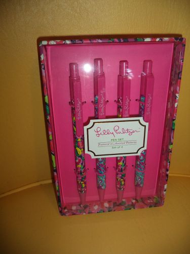 NWT LILLY PULITZER PEN SET WILD CONFETTI AND LILLY LAGOON 4 PENS