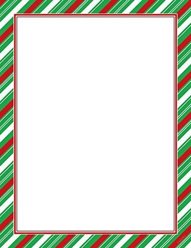 Candy Cane Green Foil Stripe Christmas Letterhead, 8.5&#034;x11&#034;, 40/PK
