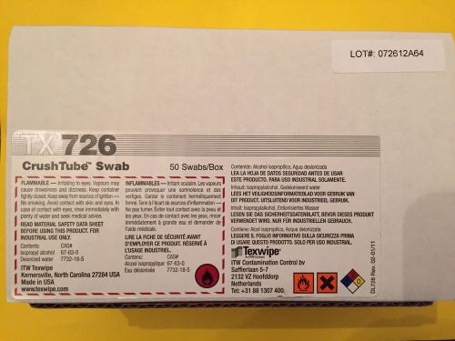 Texwipe Tx726 Crush Tube Swab 50 Swab/Box