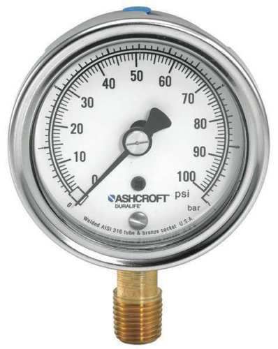ASHCROFT 351009AWL02L600# Gauge, Pressure, 0 to 600 psi, 1009AWL NEW !!!