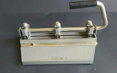 Vintage Boston 3-Hole Punch Adjustable Heavy Duty Hunt Manuf. Made in USA