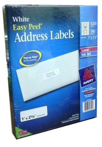 NIB Avery Easy Peel White Address Labels for Laser &amp; Inkjet Printers 1&#034; x 2-5/8&#034;