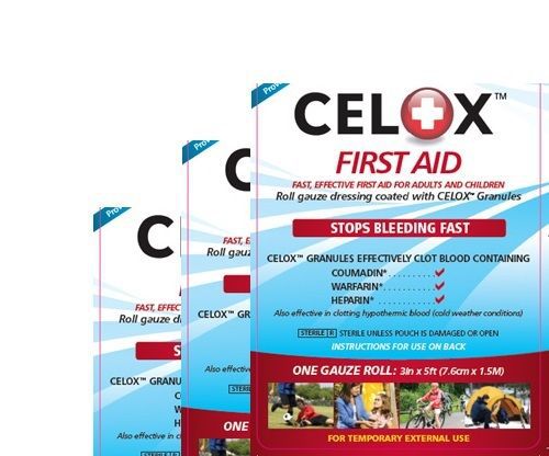 Pack of 3 Celox Gauze Roll Blood Clotting Agent Stop Bandage Emergency Dressing