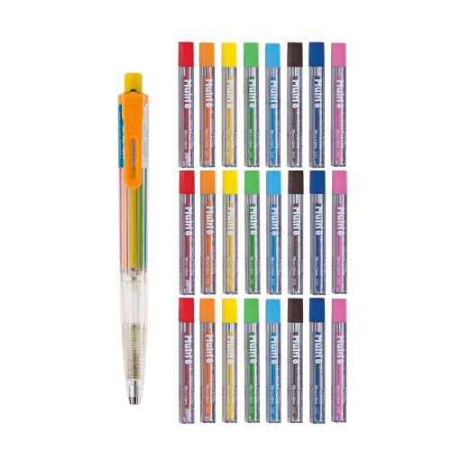 Pentel PH158ST1 Light Orange Pencil (1pc)+CH2 8-Assorted Colors Refill-3pcs Each