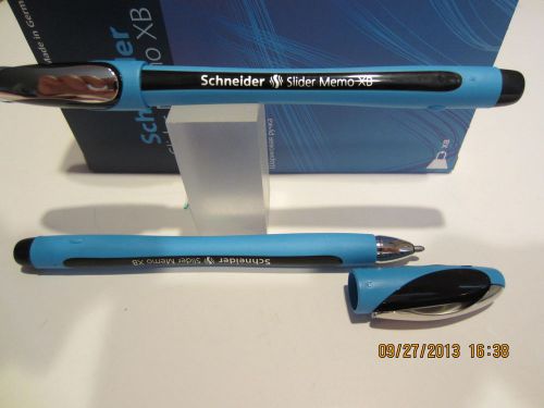 2 Black Schneider Slider Memo XB 1.4mm Capped Ballpoint Pen-Waterproof