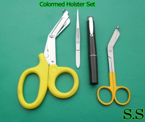 Colormed Holster Set EMS Yellow EMT Diagnostic+Yellow Lister Bandage Scissors