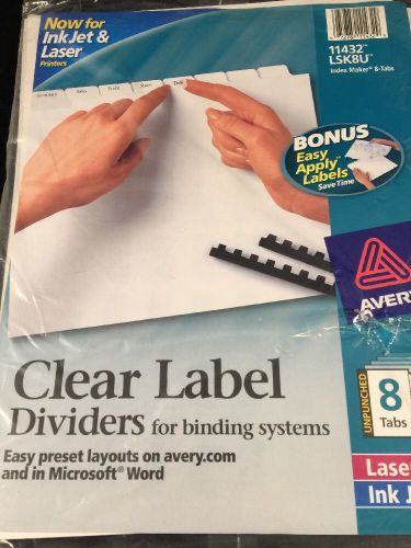 Avery Unpunched Clear Label Index Maker Dividers 8 Tab 8.5X11 (5) Sets 11432