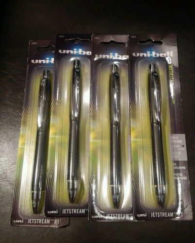 4 uni-ball Jetstream RT Retractable Ball Point Pen Bold Point Black Ink 73835