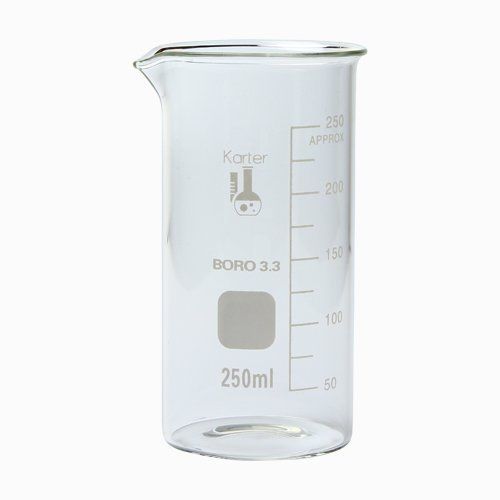 213f8 karter scientific 250ml glass tall form griffin beaker (pack of 12) for sale