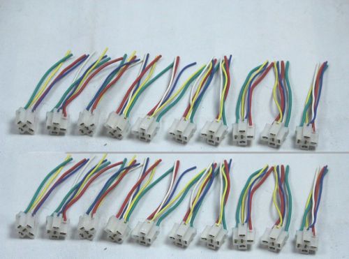 20 PACK 12 VOLT 30/40 A 5 PIN Cable Wire Relay Socket Harness