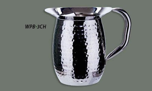 Winco WPB-3H, 3-Quart Hammered Bell Pitcher, Stainless Steel