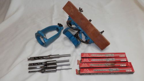 AMT Drill Press Mortising Mortise Jig Attachment Four Chisel Bit Set