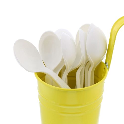 CiboWares Heavy Weight White Plastic Disposable Soup Spoons, Pack of 100