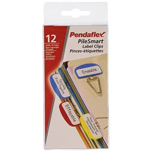 Pendaflex Pilesmart Label Clips with Write On Tabs, Primary Assorted Colors, New
