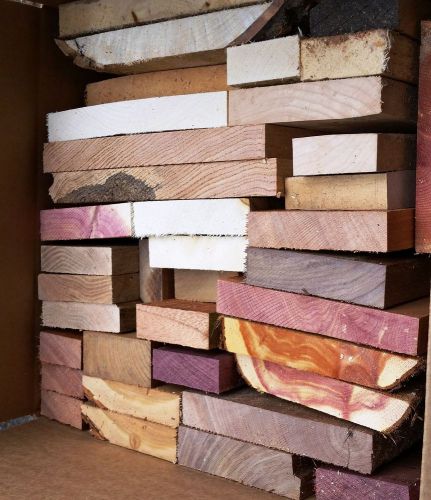 Scrap wood cut-offs. large box of many species, walnut,cedar,maple,intarsia for sale