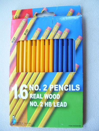 Pack of 16 No. 2  Pencils Real Wood Two Color Pack No.2 HB Lead