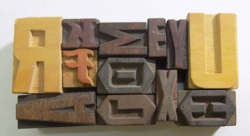 Letterpress letter wood type printers block &#034;lot of 12&#034; typography #bc-1109 for sale