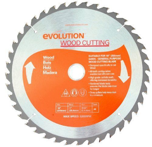 Evolution Power Tools 10BLADEWD 10-Inch Wood Cutting Blade with 1-Inch Arbor