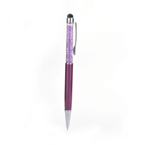 Crystal Purple Pen Diamond Ballpoint Pens Stationery Ballpen 2in1 Touch Pens J