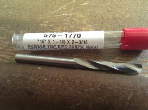 .1770&#034; #16 CARBIDE SCREW MACHINE LENGTH DRILL 135d SPLIT PT