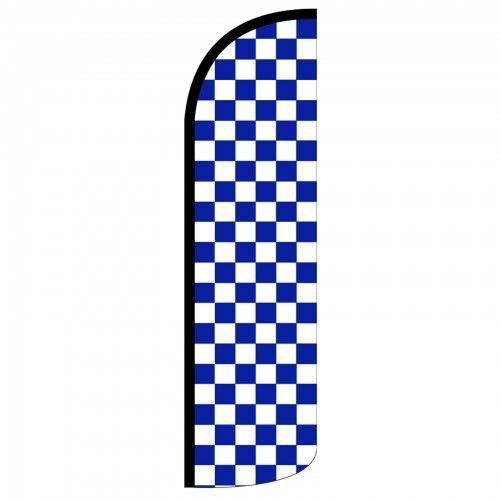 BLUE AND WHITE CHECKERED BUSINESS SWOOPER FLAG BANNER MADE USA