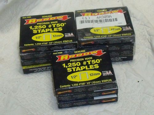 Arrow T50 Item #508 1/2&#034; 12mm Staples 10 Boxes of 1250