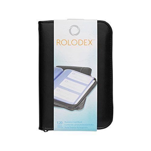 Rolodex Business Card Book with Zipper, 120-Card, Black (66490) New