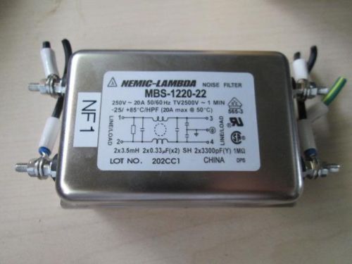 Nemic Lambda MBS-1220-22 Noise Filter 250V 20A 50/60Hz