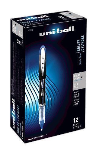 NEW Uni-Ball Vision Elite SAN69021 BLUE Micro Rollerball Pens (Box of 12) 0.5mm
