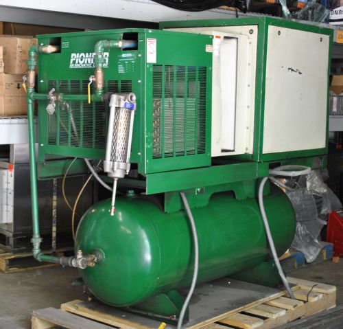 Quincy ge 15 hp air compressor w/ pioneer r75a refrigerant air dryer 41k hours for sale