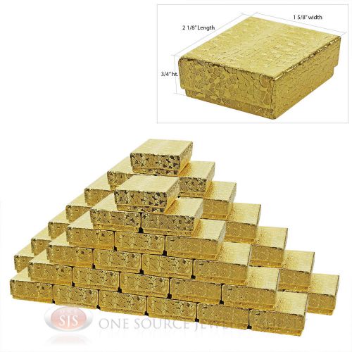 50 Gold Foil Cotton Filled Jewelry Gift Boxes  2 1/8&#034; X 1 5/8&#034; Pendant Charm Box