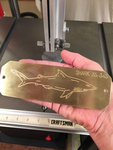 HUGE GREAT WHITE SHARK SOLID BRASS ENGRAVING PLATE FOR NEW HERMES FONT TRAY