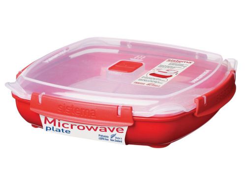 Sistema Microwave Cookware Plate Large 43.9 Ounce/ 5.5 Cup Red, New