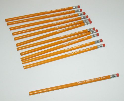 12 HOBAN&#039;S EASY-WRITE NO. 60 NO. 2 BONDED LEAD PENCILS SCRANTON, PA YELLOW SHAFT