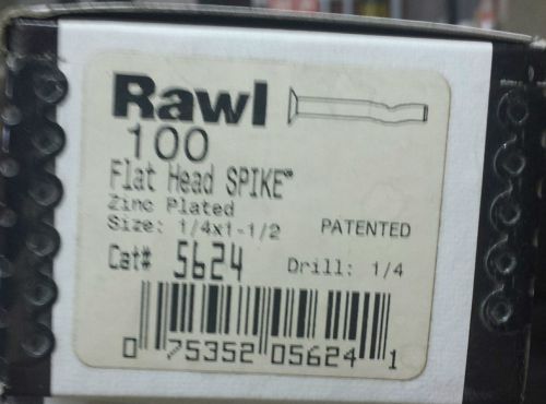 Rawl 5624 1/4&#034; x 1-1/2&#034; spike flat head tamper proof anchor qty 100 per box for sale