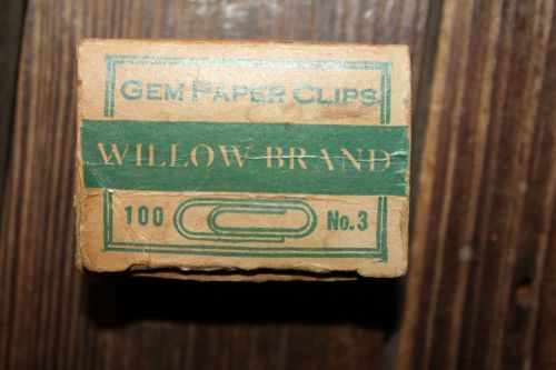 Vintage NOS Gem Paper Clips Willow Brand Steel Wire Noestring