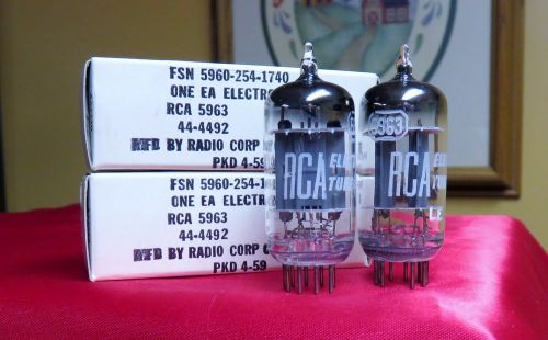 NOS 1959 RCA 5963 PLATINUM GRADE Foil Bar D Getter Tubes Matched Pair NIB 12AU7