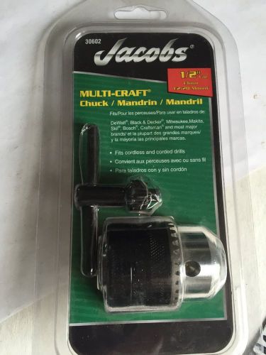 JACOBS 30602 Drill Chuck, Keyed, Steel, 1/2 In, 1/2-20