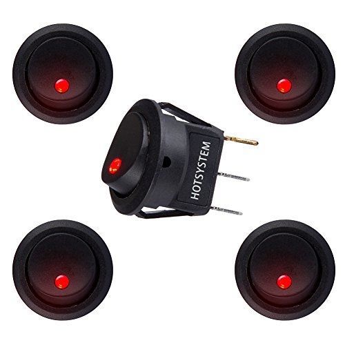 HOTSYSTEM New 5PC Car Truck Rocker Toggle LED Switch Red Light On-Off Control