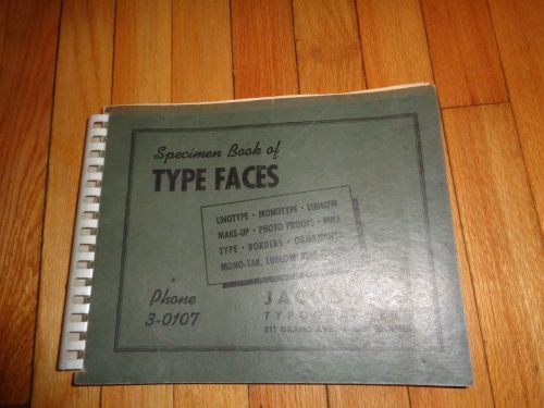 Specimen Book of Type Faces Typography Linotype Monotype Jacobsens Vintage
