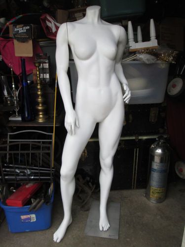 Vintage Full Body Headless White Store Window Display Woman Mannequin on Base