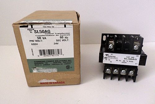 Hammond power solutions sl50ag 50va control transformer, pri:600v sec:24v opened for sale
