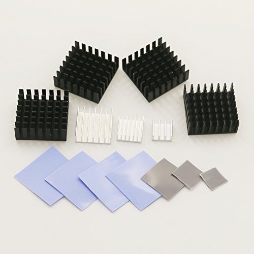 BNTECHGO® 4 Pcs 28mm x 28mm x 11mm Black Aluminum Heatsink Cooling Fin + 4 Pcs