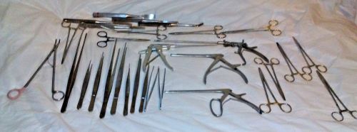 Lot of 30 Assorted Surgical Instruments Clamps Retractors Koros Mueller etc