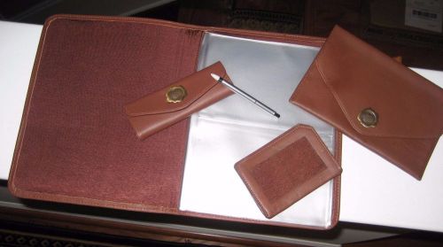 LONGABERGER 4 PC. LEATHER SET INCLUDES PHOTO ALBUM, ID HOLDER, PEN, ETC. - NEW